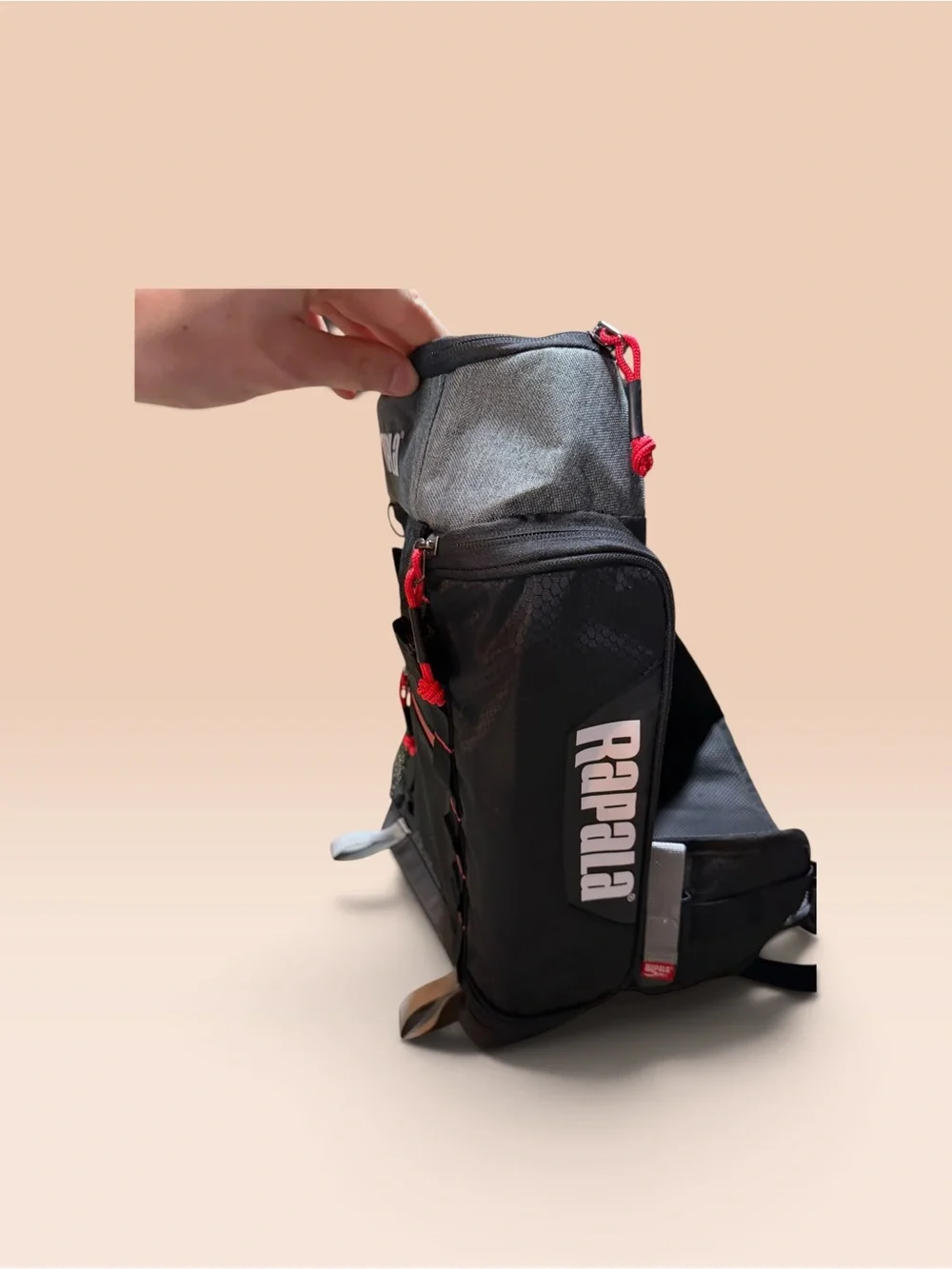 Rapala Hiking Backpack Gray/Black/Red, Zipper Closure, Padded Adjustable Straps